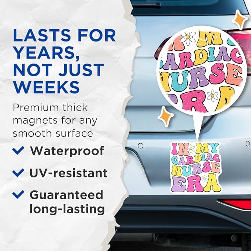 (2 Pack) Cardiac Nurse Magnets Magnets - Nurse Era - 5" On Longest Side - Made in USA - Sticks to Refrigerators & Metal Surfaces - MAG9145