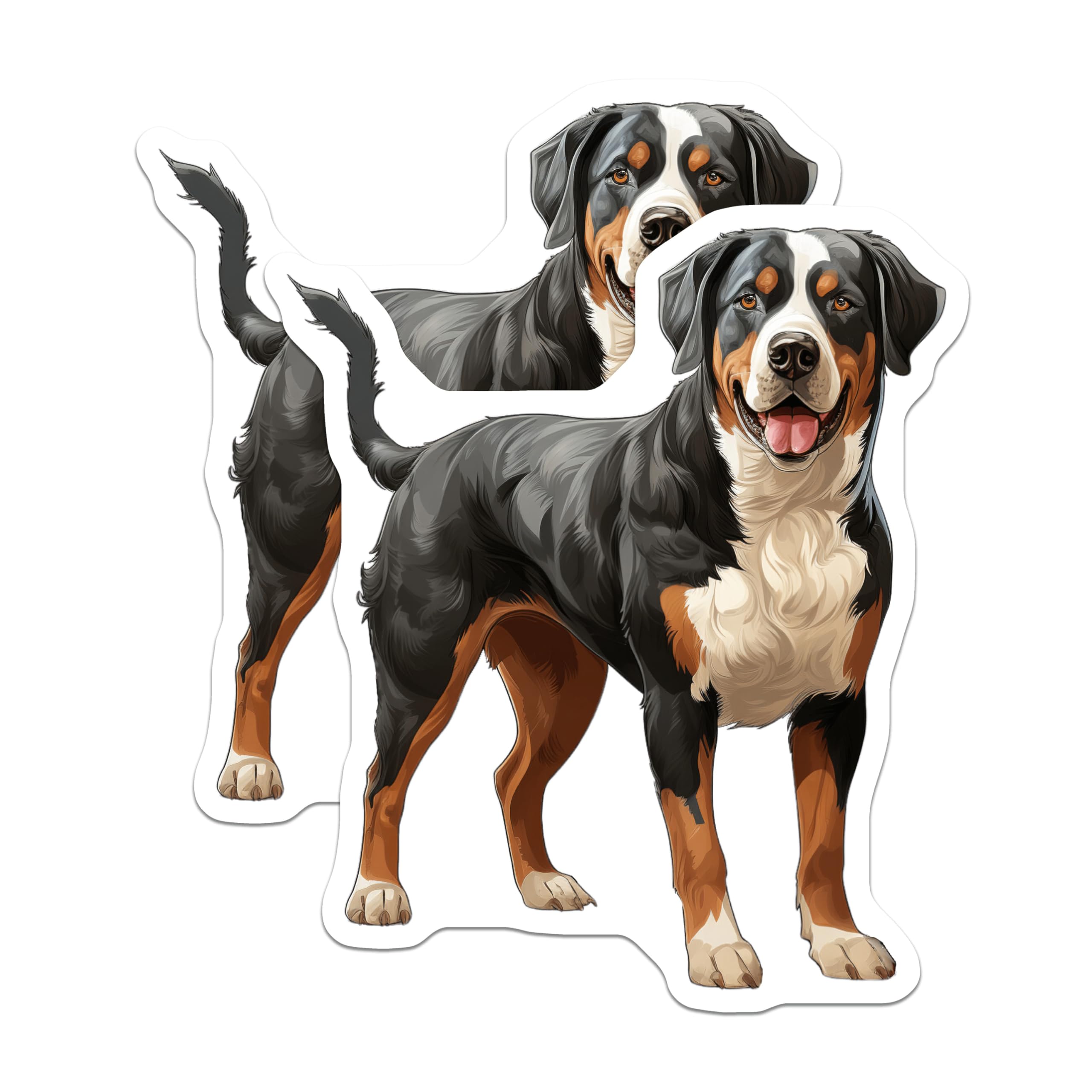 (2 Pack) Greater Swiss Mountain Dog Magnets - Swissy Breed Art - Dog Lover Home Decor - 5 Inches On Longest Side - Thick Durable Magnet - Made in USA - MAG28357