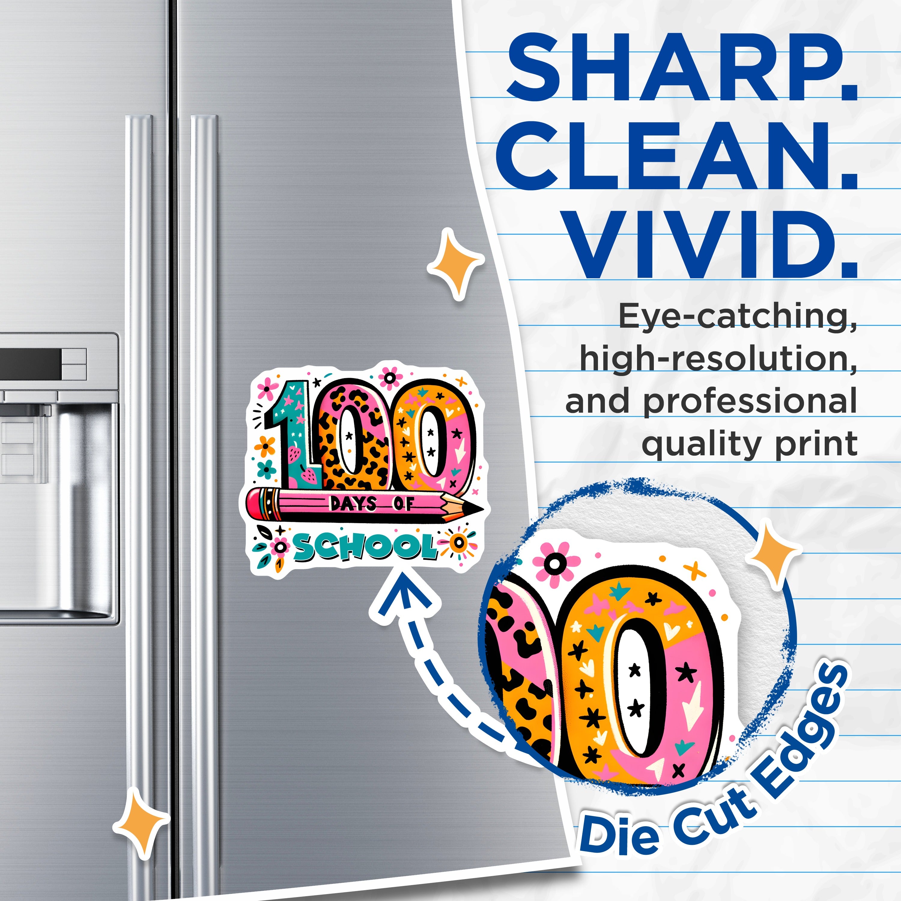 (2 Pack) 100 Days of School Magnets - Teacher Classroom Decor - Student Celebration - Back to School - Academic Milestone - 5 Inches On Longest Side - Thick Durable Magnet - Made in USA - MAG37434