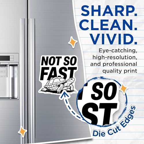 (2 Pack) Not So Fast Magnets - Turtle Design - Funny Motivational Magnets - 5" On Longest Side - for Cars, Fridges, Toolboxes - Made in USA - MAG5605