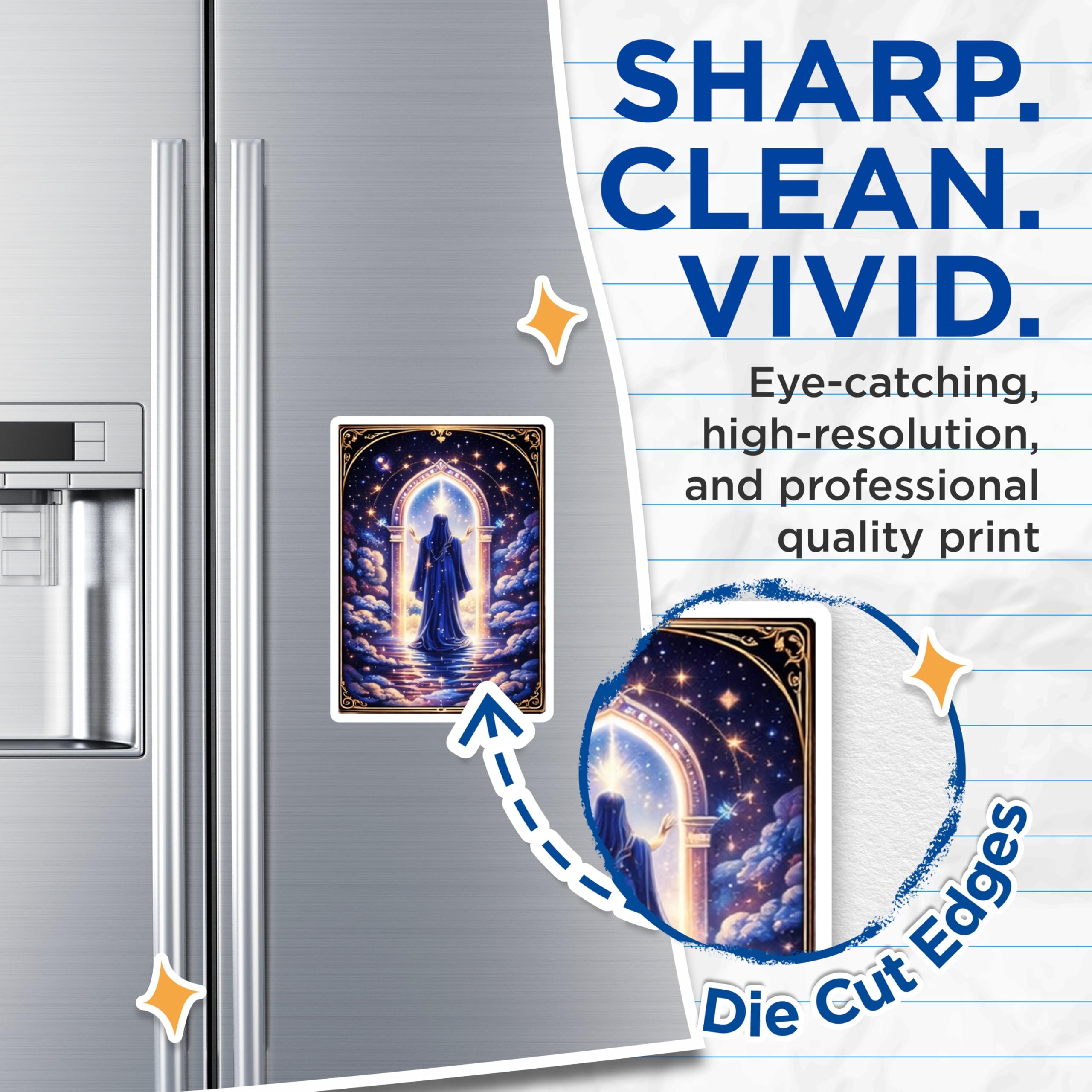 (2 Pack) Celestial Portal Magnets - Spiritual Art Refrigerator Magnets - Whimsical Decor - 5" On Longest Side - Premium Magnet - for Cars, Refrigerators, Toolboxes, Lockers - Made in USA - MAG14380