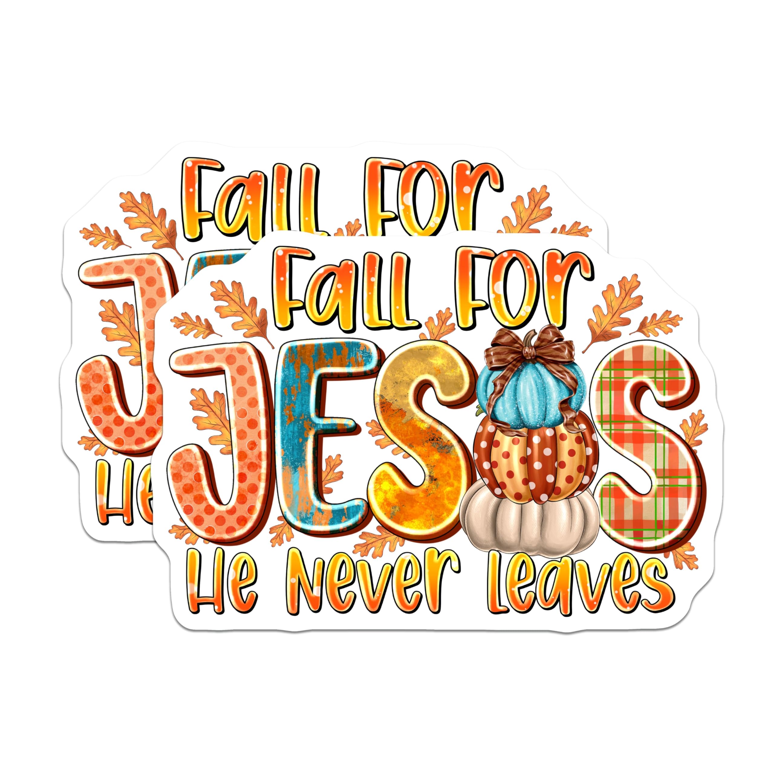 (2 Pack) Fall for Jesus Magnets - Christian Autumn Decor - Faith Based Kitchen Accent - 5 Inches On Longest Side - Thick Durable Magnet - Made in USA - MAG30431