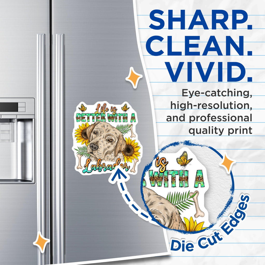 (2 Pack) Labrador Dog Magnets - Life is Better with a Labrador - Dog Mom Decor - Sunflower Pet Lover - 5 Inches On Longest Side - Thick Durable Magnet - Made in USA - MAG23712