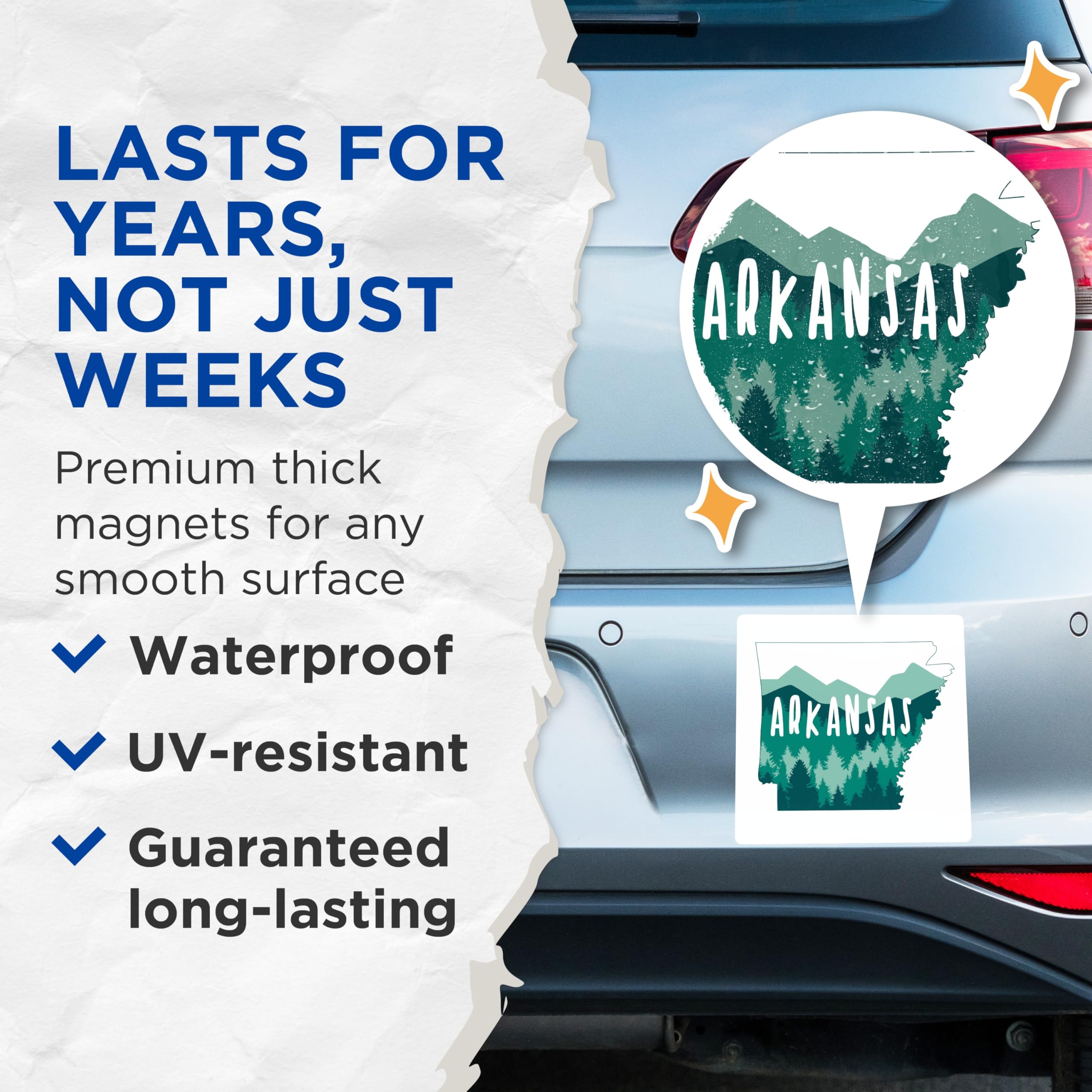 (2 Pack) Arkansas State Magnets - Arkansas Souvenir - Mountain and Forest Design - 5" On Longest Side - Premium Magnet - for Cars, Refrigerators, Toolboxes, Lockers - Made in USA - MAG17740