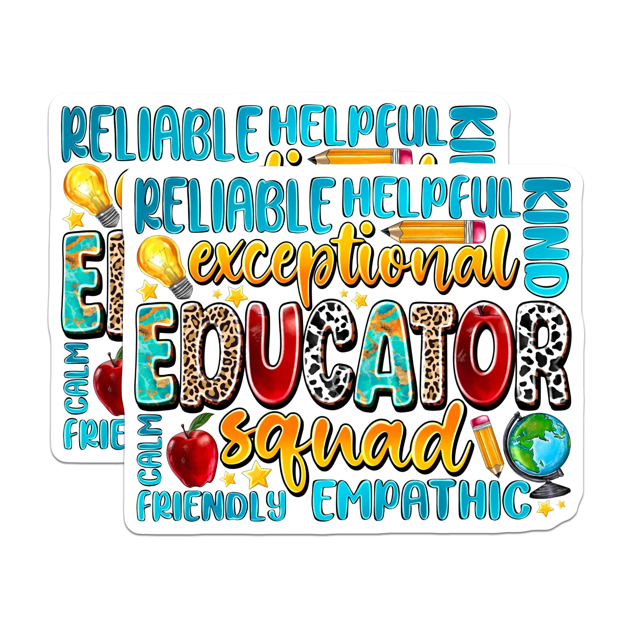 (2 Pack) Educator Squad Magnets - Inspirational Teacher Appreciation - Classroom Decor for School Staff - Thank You Items - 5 Inches On Longest Side - Thick Durable Magnet - Made in USA - MAG23730