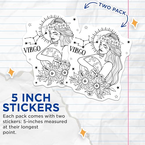 (2 Pack) Virgo Stickers - Zodiac Stickers - Astrology Stickers - 5" On Longest Side - Sticks to Smooth Flat Surfaces - Made in USA - BMCS5850