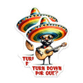 (2 Pack) Turn Down Por Que Stickers - Funny Mustache Guitar Player - Mexican Hat - 5" On Longest Side - Sticks to Smooth Flat Surfaces - Made in USA - BMCS8224