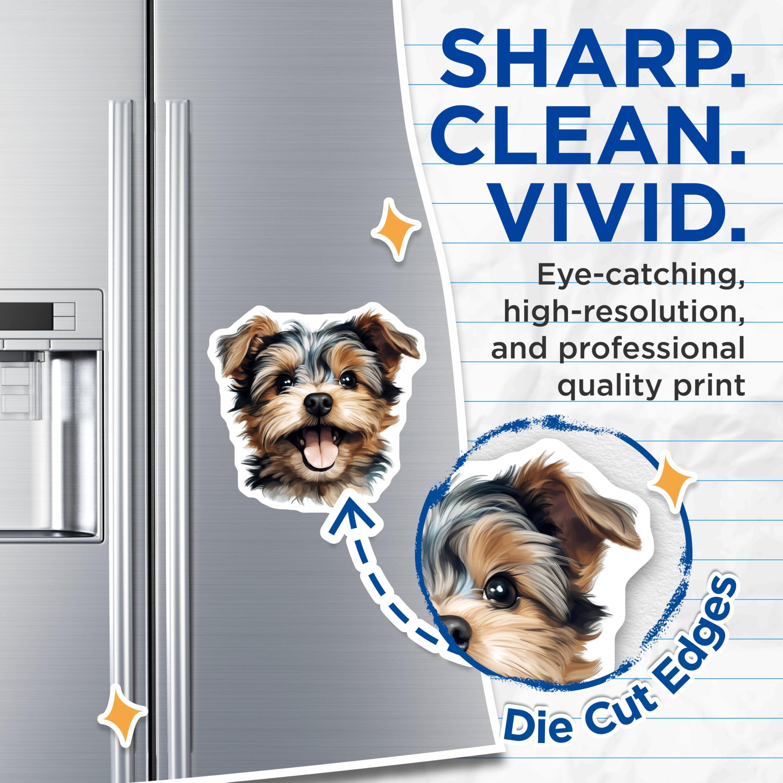 (2 Pack) Cute Yorkshire Terrier Magnets - Happy Yorkie Puppy - Dog Lover Accessory - 5 Inches On Longest Side - Thick Durable Magnet - Made in USA - MAG27331