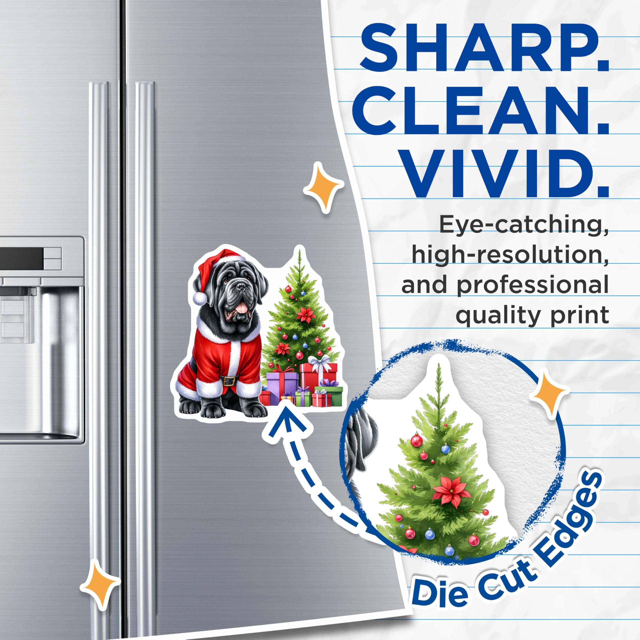 (2 Pack) Santa Dog Magnets - Cute Christmas Pet Magnets - Holiday Fridge Decor for Pet Owners - 5 Inches On Longest Side - Thick Durable Magnet - Made in USA - MAG27389