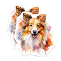(2 Pack) Watercolor Dog Magnets - Happy Collie Art - Pet Owner Fridge Decor - 5 Inches On Longest Side - Thick Durable Magnet - Made in USA - MAG29259