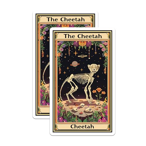 (2 Pack) Cheetah Skeleton Magnets - Cosmic Animal Magnet - Ative Space Magnet - Unique Art Magnet for Refrigerator - 5" On Longest Side - for Cars, Fridges, Toolboxes - Made in USA - MAG3646