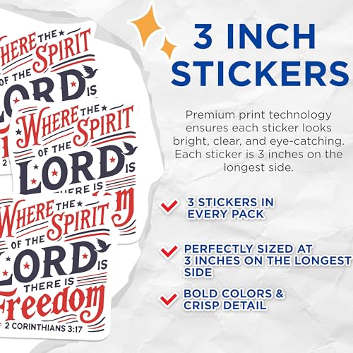(3 Pack) Where The Spirit Decals - Religious Laptop Decal - Christian Faith Sticker - 3 Inches On Longest Side - Easy Peel & Apply - Made in USA - 3MCS1082