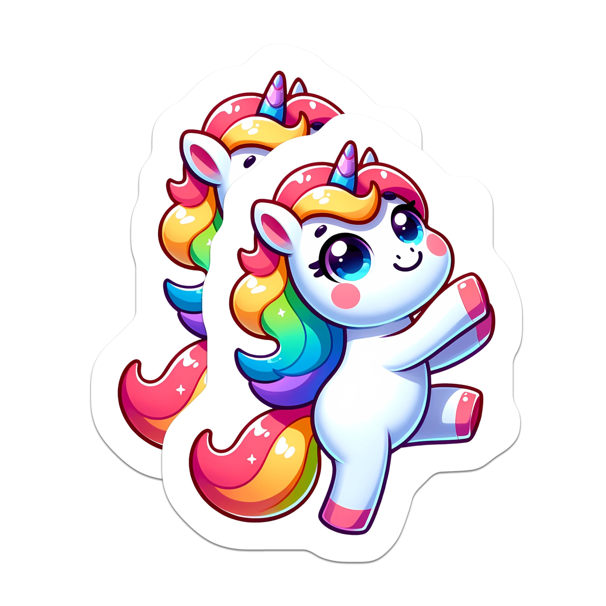 (2 Pack) Cute Rainbow Unicorn Magnets - Fantasy Animal Decor - Whimsical Fridge Accessory - 5 Inches On Longest Side - Thick Durable Magnet - Made in USA - MAG21689