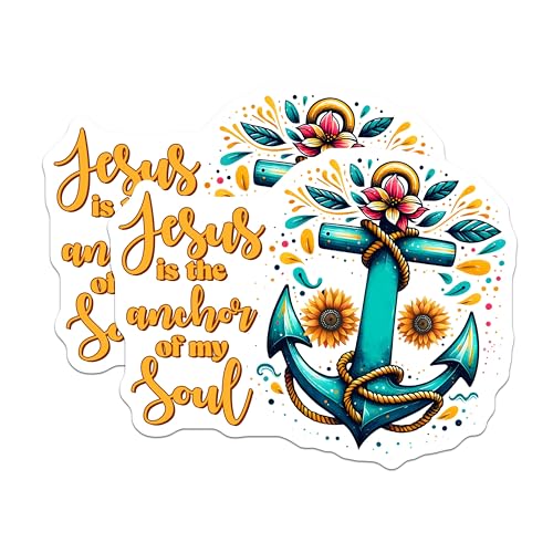(2 Pack) Jesus is The Anchor of My Soul Magnets - Christian Faith - Religious Quotes - 5" On Longest Side - for Cars, Refrigerators, Toolboxes, Lockers - Made in USA BMCS3120