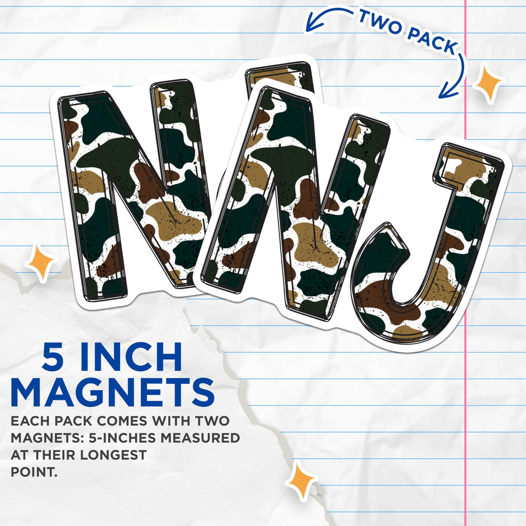 (2 Pack) NJ Camouflage Magnets - New Jersey State Decor - Military Design Aesthetic - 5 Inches On Longest Side - Thick Durable Magnet - Made in USA - MAG22264