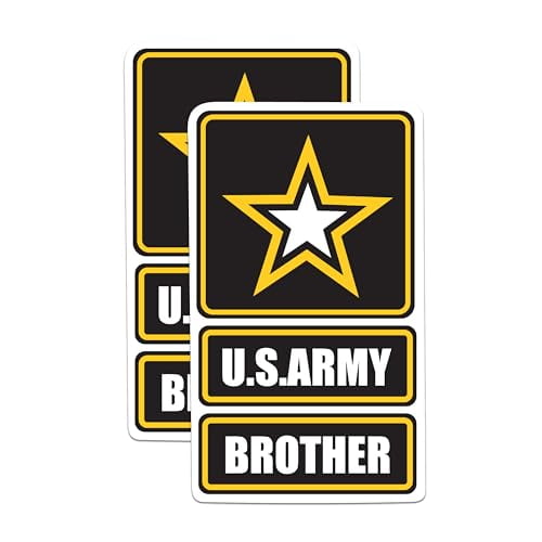 (2 Pack) US Army Brother Stickers - United States Army Emblem - Military 5 Inches On Longest Side - Premium Vinyl - for Cars, Skateboards, Laptops - Made in USA - BMCS1178