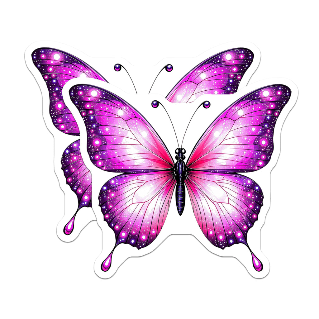 (2 Pack) Butterfly Magnets - Purple Pink Insect Decor - Pretty Refrigerator Magnets - 5" On Longest Side - Premium Magnet - for Cars, Refrigerators, Toolboxes, Lockers - Made in USA - MAG15663