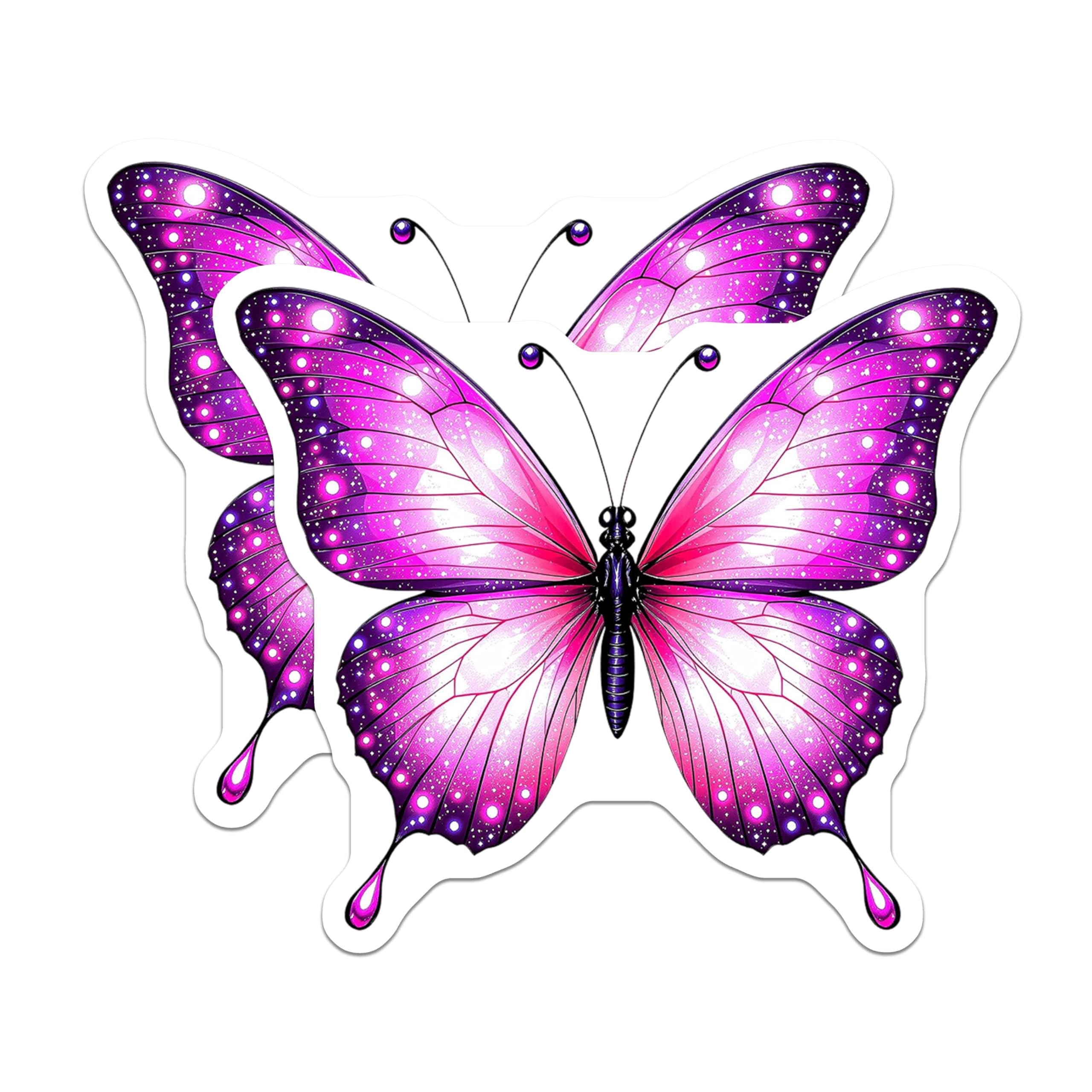 (2 Pack) Butterfly Magnets - Purple Pink Insect Decor - Pretty Refrigerator Magnets - 5" On Longest Side - Premium Magnet - for Cars, Refrigerators, Toolboxes, Lockers - Made in USA - MAG15663