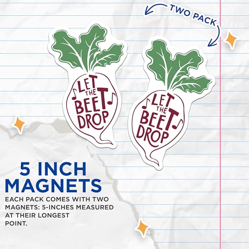 (2 Pack) Let The Beet Drop Magnets - Funny Vegetable Pun - Kitchen Decor - 5" On Longest Side - Premium Magnet - for Cars, Refrigerators, Toolboxes, Lockers - Made in USA - MAG18565