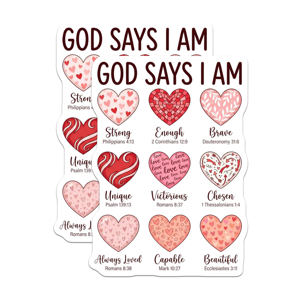 (2 Pack) Christian Affirmation Magnets - God Says I Am - Religious Fridge Decor - 5" On Longest Side - Premium Magnet - for Cars, Refrigerators, Toolboxes, Lockers - Made in USA - MAG14934
