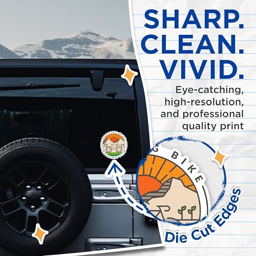 (2 Packs) Morning Bike Mountain View Stickers - Mountain Biking Decals - 5 Inches On Longest Side - Premium Vinyl Decal - Sticks to Any Smooth Flat Surface - Made in USA - BMCS2365