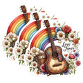 (3 Pack) Guitar Decals - Rainbow Sticker - Love Tunes Decals - 3 Inches On Longest Side - Easy Peel & Apply - Made in USA - 3MCS7608