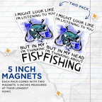 (2 Pack) Funny Fishing Quote Magnets - Angler Humor - Fishing Enthusiast Decoration - 5" On Longest Side - for Cars, Fridges, Toolboxes - Made in USA - MAG5626