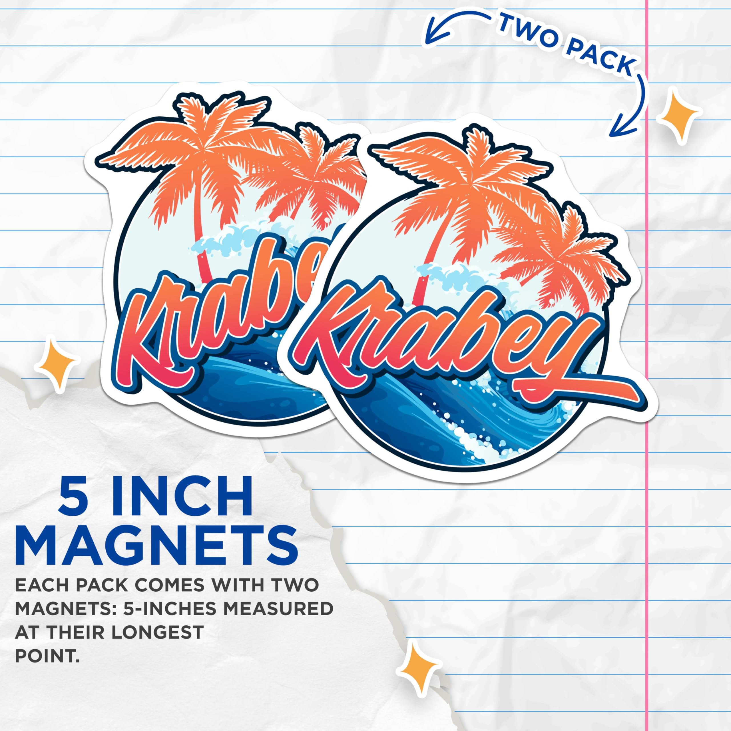 (2 Pack) Krabey Thailand Magnets - Travel Souvenir Magnets - Tropical Island Vacation Decor - 5" On Longest Side - Premium Magnet - for Cars, Refrigerators, Toolboxes, Lockers - Made in USA - MAG18117