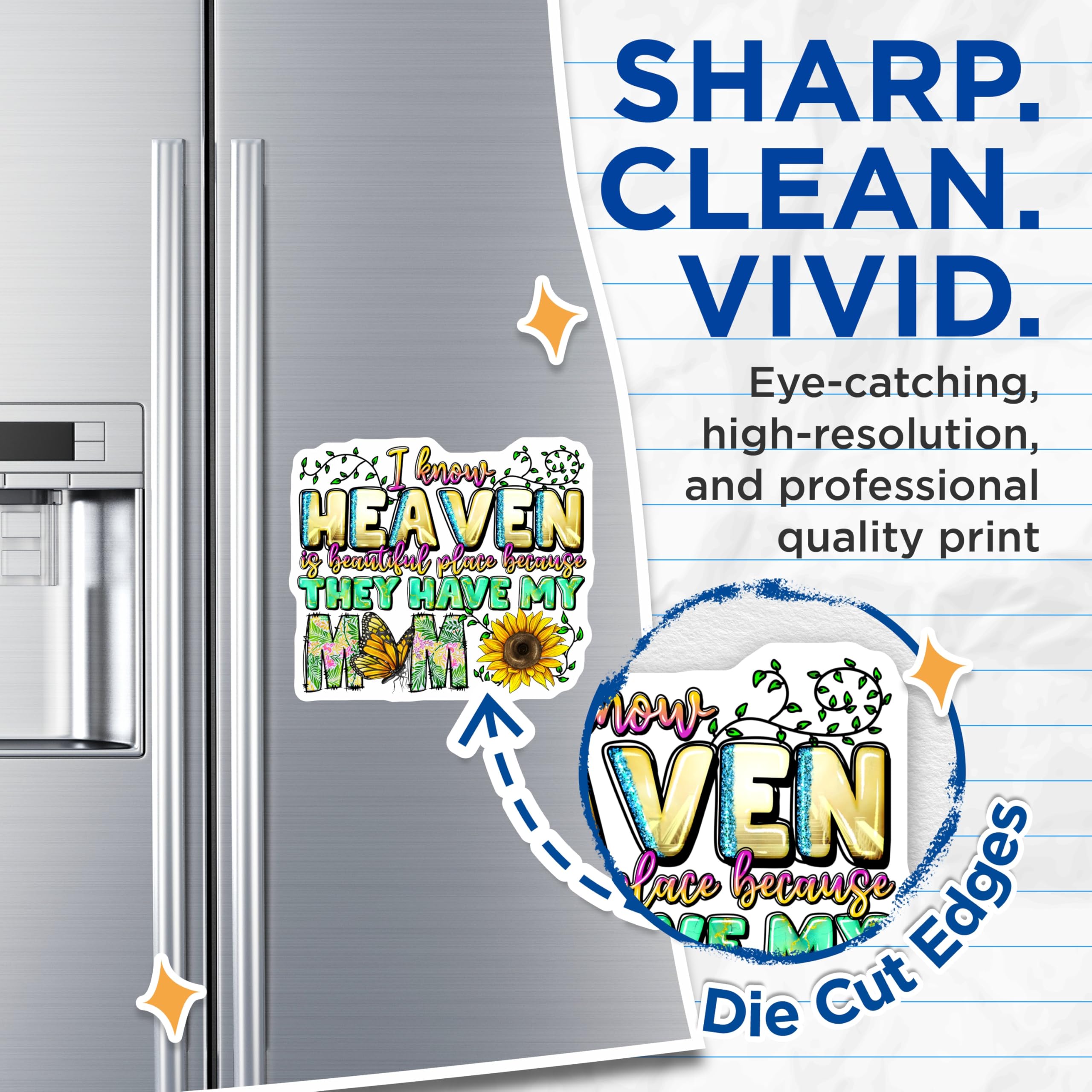 (2 Pack) Mom in Heaven Magnets - Memorial Remembrance - Sympathy Bereavement Loved One - 5 Inches On Longest Side - Thick Durable Magnet - Made in USA - MAG29610
