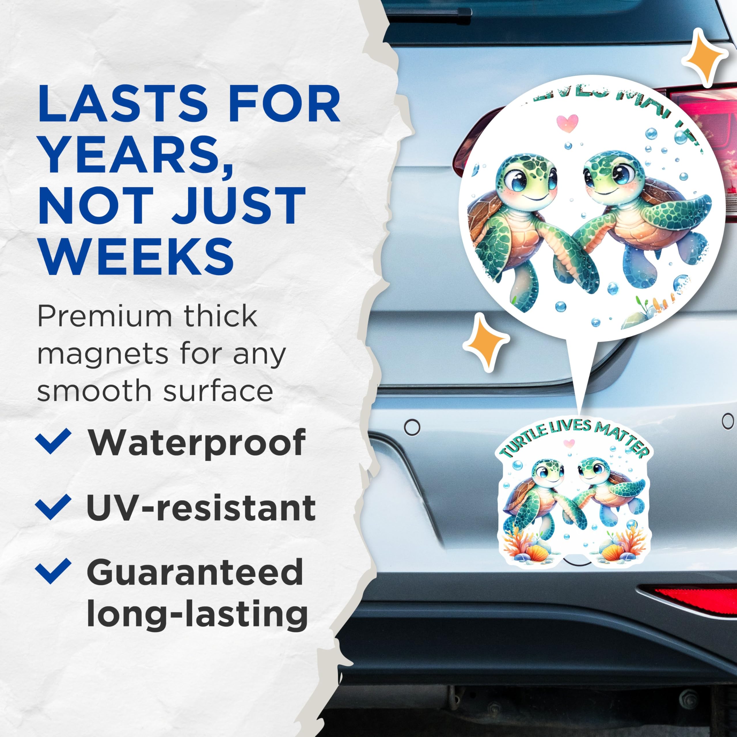(2 Pack) Turtle Lives Matter Magnets - Marine Life Awareness - Sea Turtle Lovers - 5" On Longest Side - for Cars, Fridges, Toolboxes - Made in USA - MAG7961
