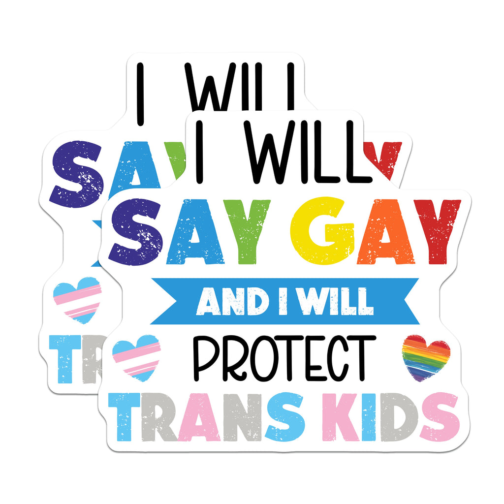 (2 Pack) Say Gay Protect Trans Kids Magnets - LGBTQ+ Ally Support - Trans Rights Affirmation - Queer Pride Statement - 5 Inches On Longest Side - Thick Durable Magnet - Made in USA - MAG37171