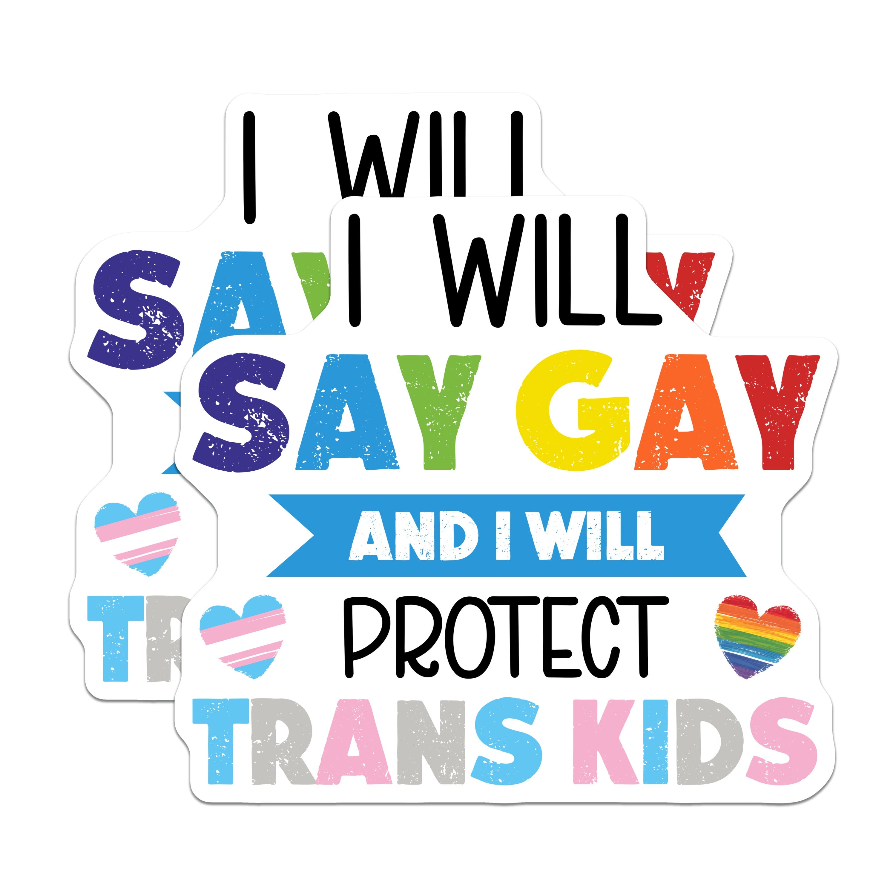 (2 Pack) Say Gay Protect Trans Kids Magnets - LGBTQ+ Ally Support - Trans Rights Affirmation - Queer Pride Statement - 5 Inches On Longest Side - Thick Durable Magnet - Made in USA - MAG37171