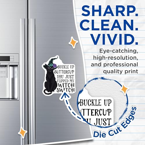 (2 Pack) Witch Switch Magnets - Black Cat - Halloween Fridge Magnets - Inspirational Witch Quote - 5" On Longest Side - for Cars, Fridges, Toolboxes - Made in USA - MAG4168