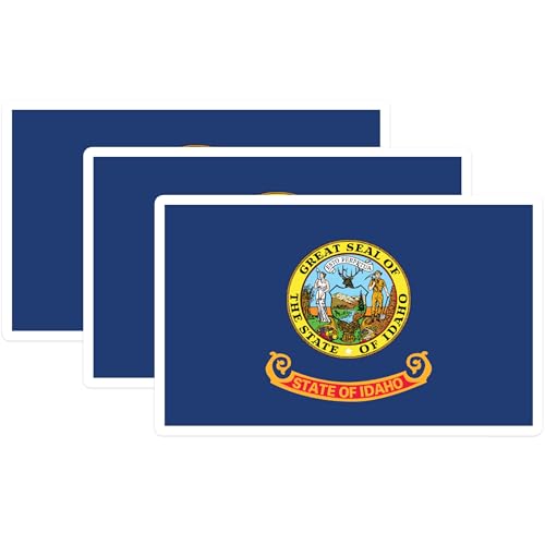 (3 Pack) Idaho Flag Decals - State Pride - Laptop Decal - 3 Inches On Longest Side - Easy Peel & Apply - Made in USA - 3MCS0184