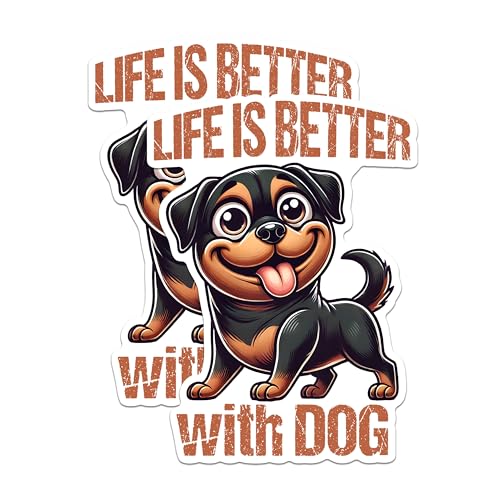 (2 Packs) Life is Better with Dog Stickers - German Shepherd Decals - 5 Inches On Longest Side - Premium Vinyl Decal - Sticks to Any Smooth Flat Surface - Made in USA - BMCS2399