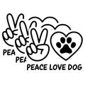 (3 Pack) Dog Lover Decals - Peace Sign - Animal Paw Print Love - Laptop Decal- 3 Inches On Longest Side - Easy Peel & Apply - Made in USA - 3MCS5380