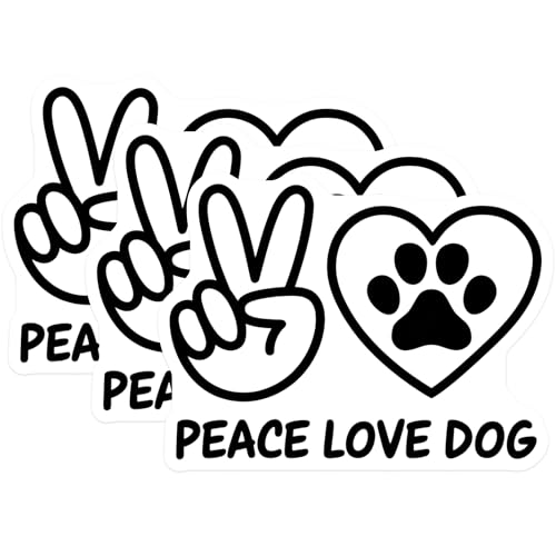 (3 Pack) Dog Lover Decals - Peace Sign - Animal Paw Print Love - Laptop Decal- 3 Inches On Longest Side - Easy Peel & Apply - Made in USA - 3MCS5380