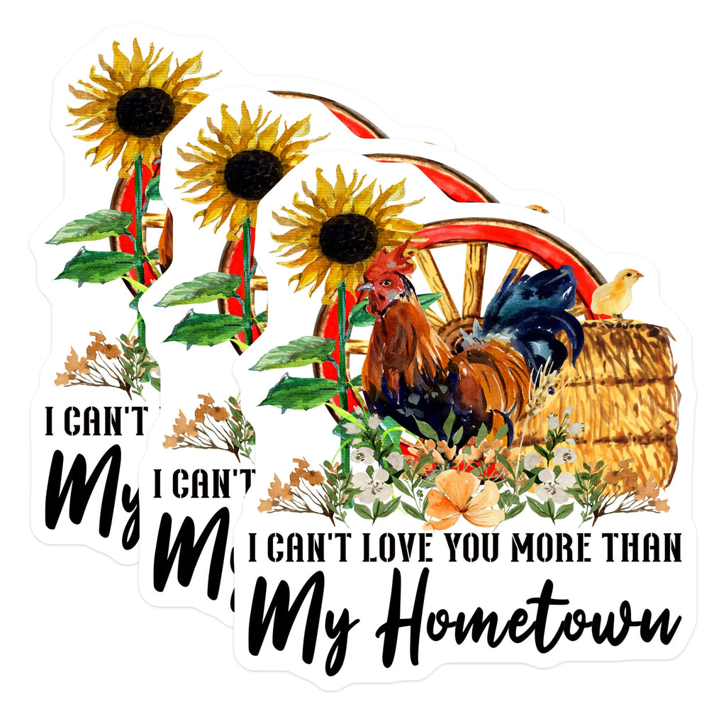 (3 Pack) Hometown Decals - Farm Life Decals - Rustic Watercolor Chicken Decal - 3 Inches On Longest Side - Easy Peel & Apply - Made in USA - 3MCS4789