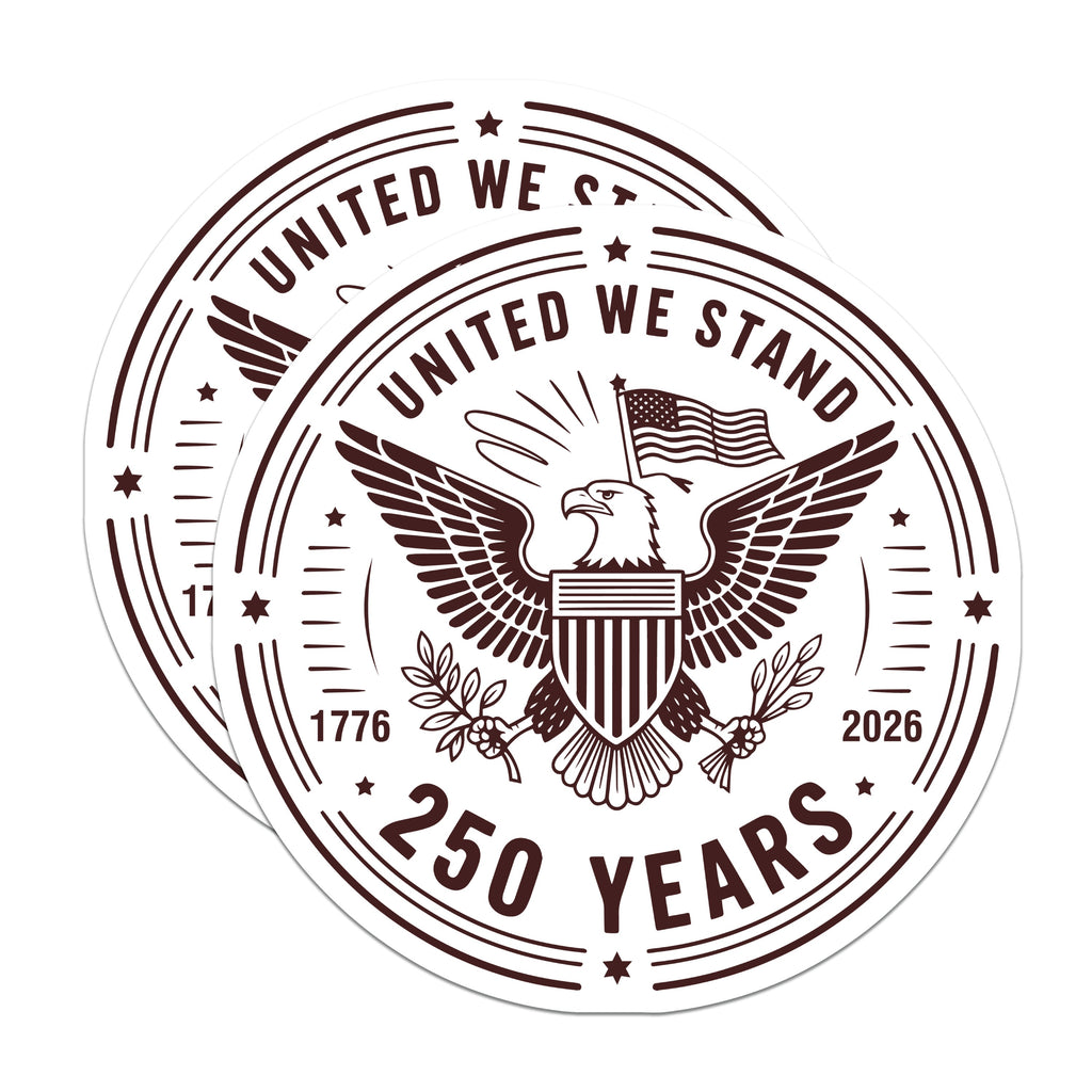 (2 Pack) United We Stand Magnets - 250 Years USA History - Patriotic American Eagle Decor - 5 Inches On Longest Side - Thick Durable Magnet - Made in USA - MAG36526