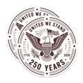 (2 Pack) United We Stand Magnets - 250 Years USA History - Patriotic American Eagle Decor - 5 Inches On Longest Side - Thick Durable Magnet - Made in USA - MAG36526