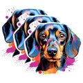 (3 Pack) Dachshund Decals - Colorful Dog Art Stickers - Weiner Dog Laptop Decals - 3 Inches On Longest Side - Easy Peel & Apply - Made in USA - 3MCS0714