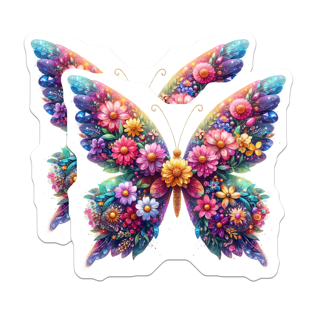(2 Pack) Butterfly Floral Magnets - Vibrant Nature Decor - Whimsical Refrigerator Aesthetic - 5 Inches On Longest Side - Thick Durable Magnet - Made in USA - MAG37815