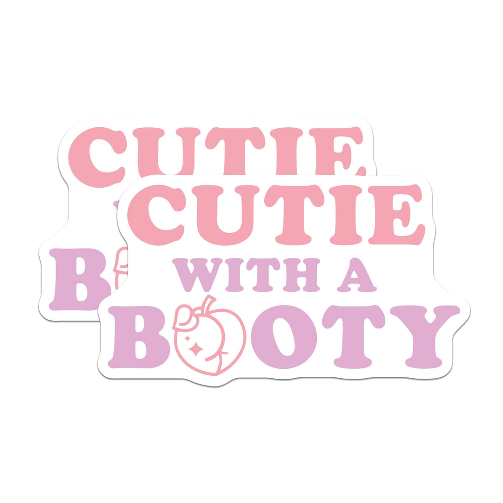 (2 Pack) Cutie with a Booty Magnets - Cute Peach - Funny Phrase Magnets - Humor Kitchen - 5" On Longest Side - for Cars, Fridges, Toolboxes - Made in USA - MAG3794