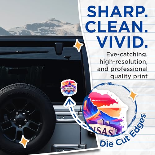 (2 Pack) Arkansas Travel Stickers - Scenic Illustrations - Souvenir Vinyl Stickers - 5" On Longest Side - Sticks to Smooth Flat Surfaces - Made in USA - BMCS6911