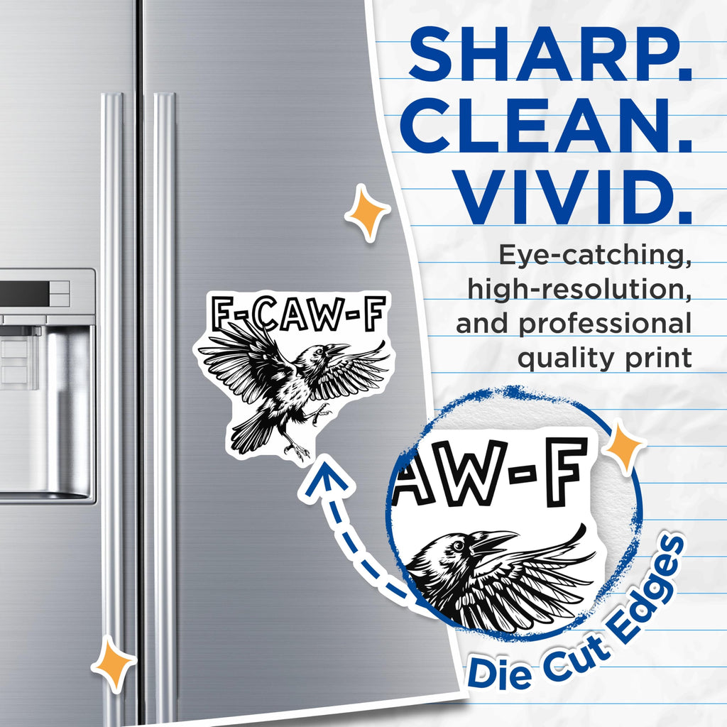 (2 Pack) F-CAW-F Raven Magnets - Bird Meme - Funny Refrigerator Magnets - 5" On Longest Side - Premium Magnet - for Cars, Refrigerators, Toolboxes, Lockers - Made in USA - MAG14550