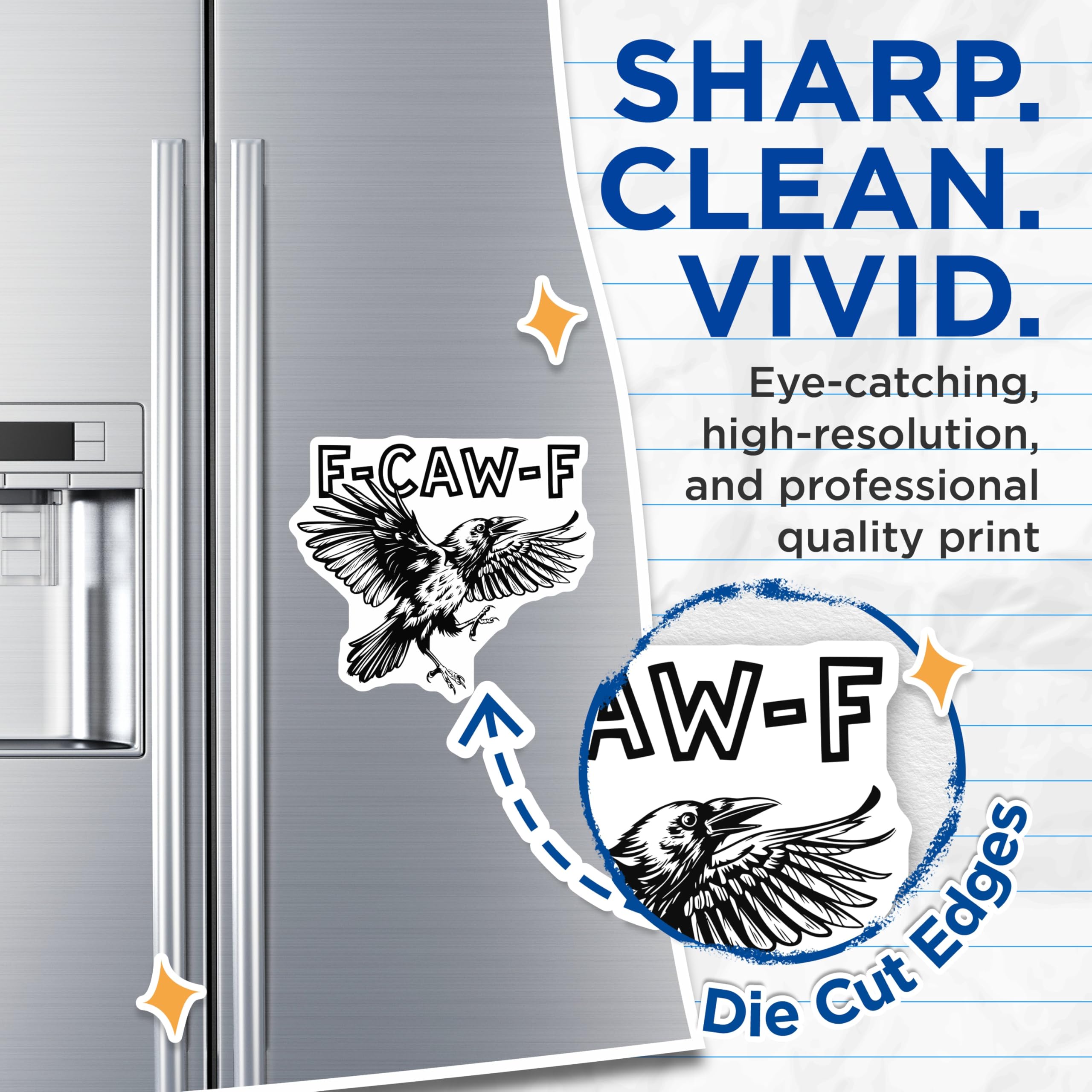 (2 Pack) F-CAW-F Raven Magnets - Bird Meme - Funny Refrigerator Magnets - 5" On Longest Side - Premium Magnet - for Cars, Refrigerators, Toolboxes, Lockers - Made in USA - MAG14550