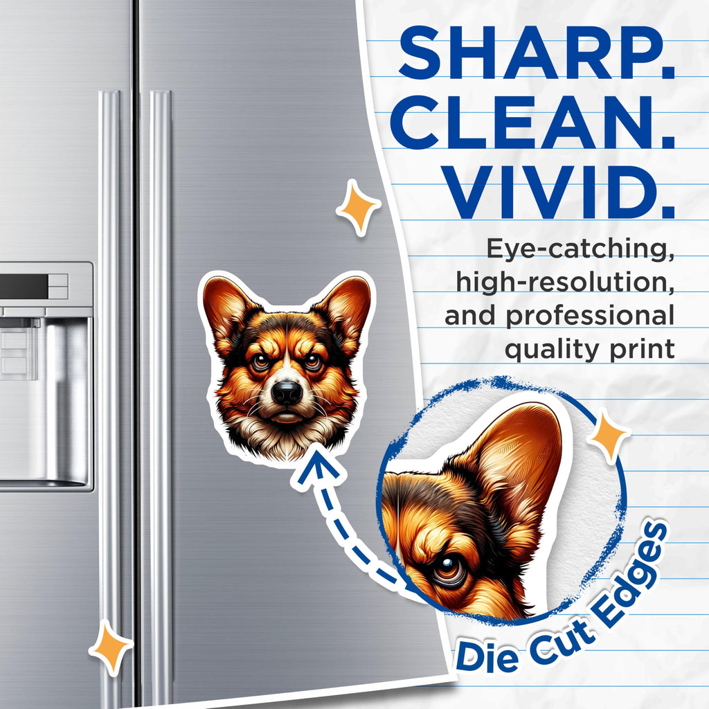 (2 Pack) Corgi Dog Magnets - Cute Animal - Refrigerator Home Decor - 5" On Longest Side - Premium Magnet - for Cars, Refrigerators, Toolboxes, Lockers - Made in USA - MAG15405