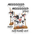 (2 Pack) Funny Cow Stickers - Cute Animal - Mood Swing - 5" On Longest Side - Sticks to Smooth Flat Surfaces - Made in USA - BMCS9802