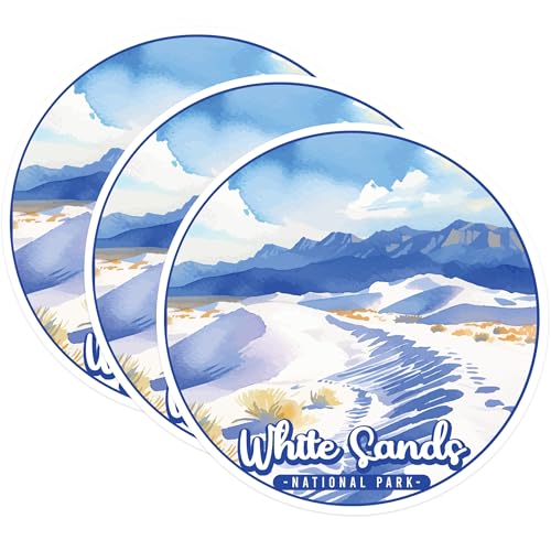 (3 Pack) White Sands Decals - National Park Decor - Laptop Decals - 3 Inches On Longest Side - Easy Peel & Apply - Made in USA - 3MCS0497