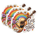 (3 Pack) Guitar Rainbow Decals - Flower Power Music - Love Tunes Stickers - 3 Inches On Longest Side - Easy Peel & Apply - Made in USA - 3MCS4910